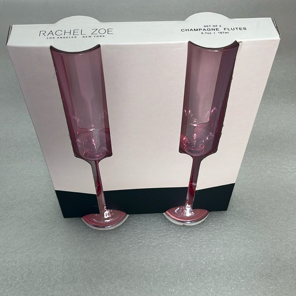 🆕🥂 Rachel Zoe Pink Tinted Champagne Glasses 5.7 Oz each Set of 2 - Picture 2 of 7